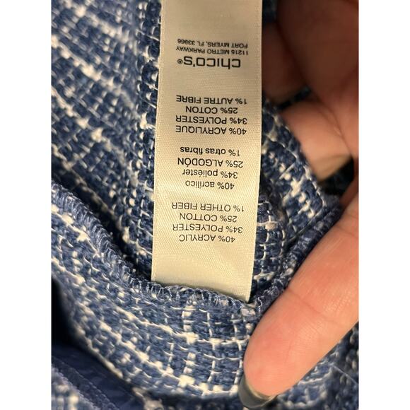 Chico’s Blue Tweed Button Front Jacket – Size 1 (M/L) - Picture 8 of 11